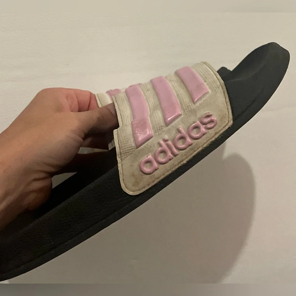 Adidas Navy Blue, Pink, & White Slides Slip-on Sandals Girls Size 4